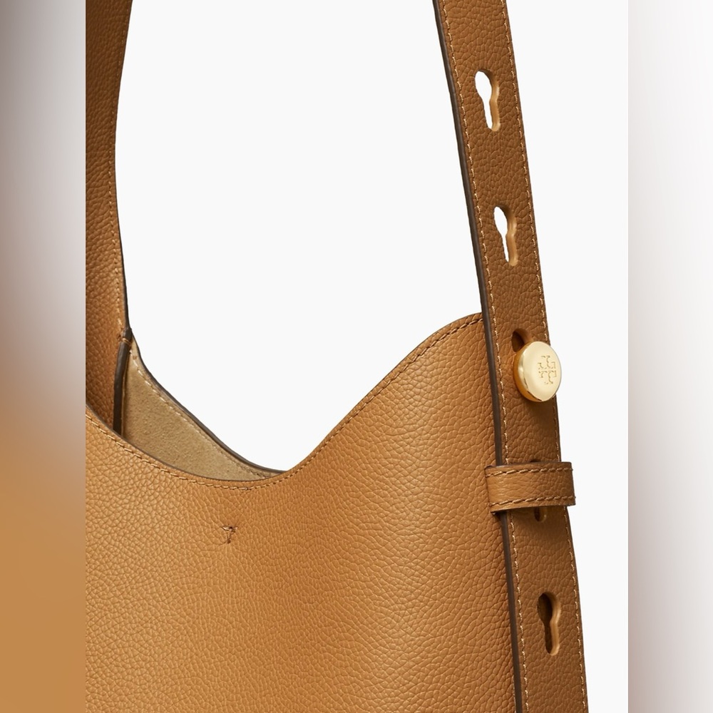 Tory Burch SMALL ROMY LEATHER HOBO BAG, TIRAMISU, Women Handbag NWT - Picture 6 of 16